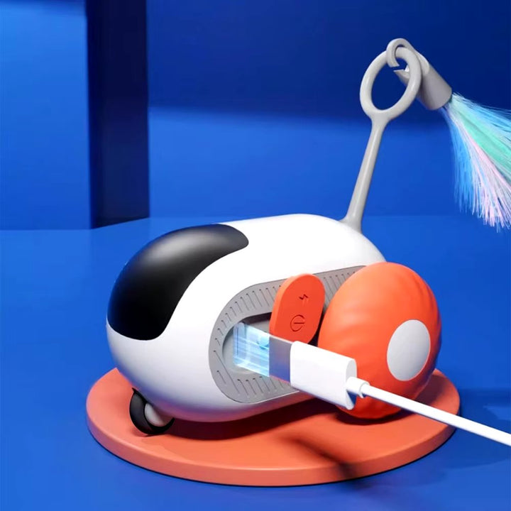 Rechargeable interactive cat chase toy for independent feline fun, perfect for boredom relief & active play.