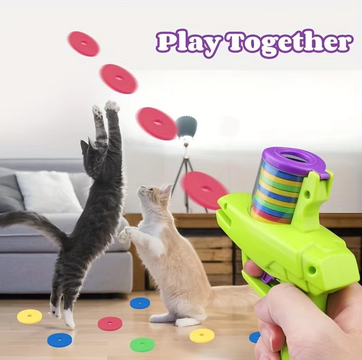 Interactive Cat Disc Launcher Toy with discs for pet exercise & feline enrichment