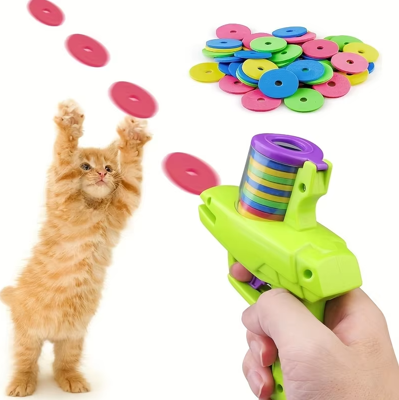 Close-up of Cat Disc Launcher Toy, showing disc mechanism for cat pet exercise