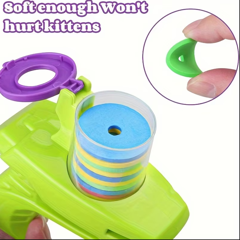 Happy cat retrieving a launched disc from the Interactive Cat Disc Launcher Toy