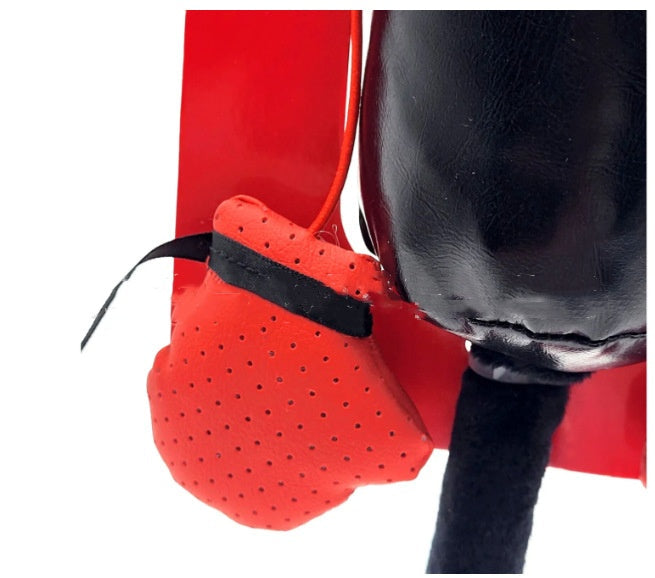 Set of two interactive door hanger cat toys with bells, promoting active pet playtime