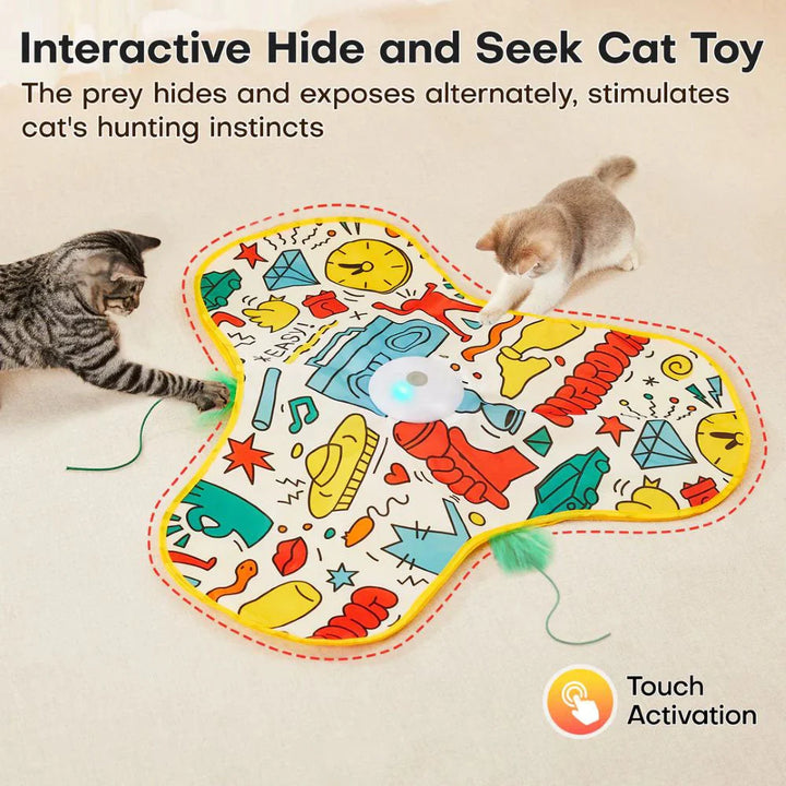 Automatic pet toy with erratic feather movement to engage cats in play