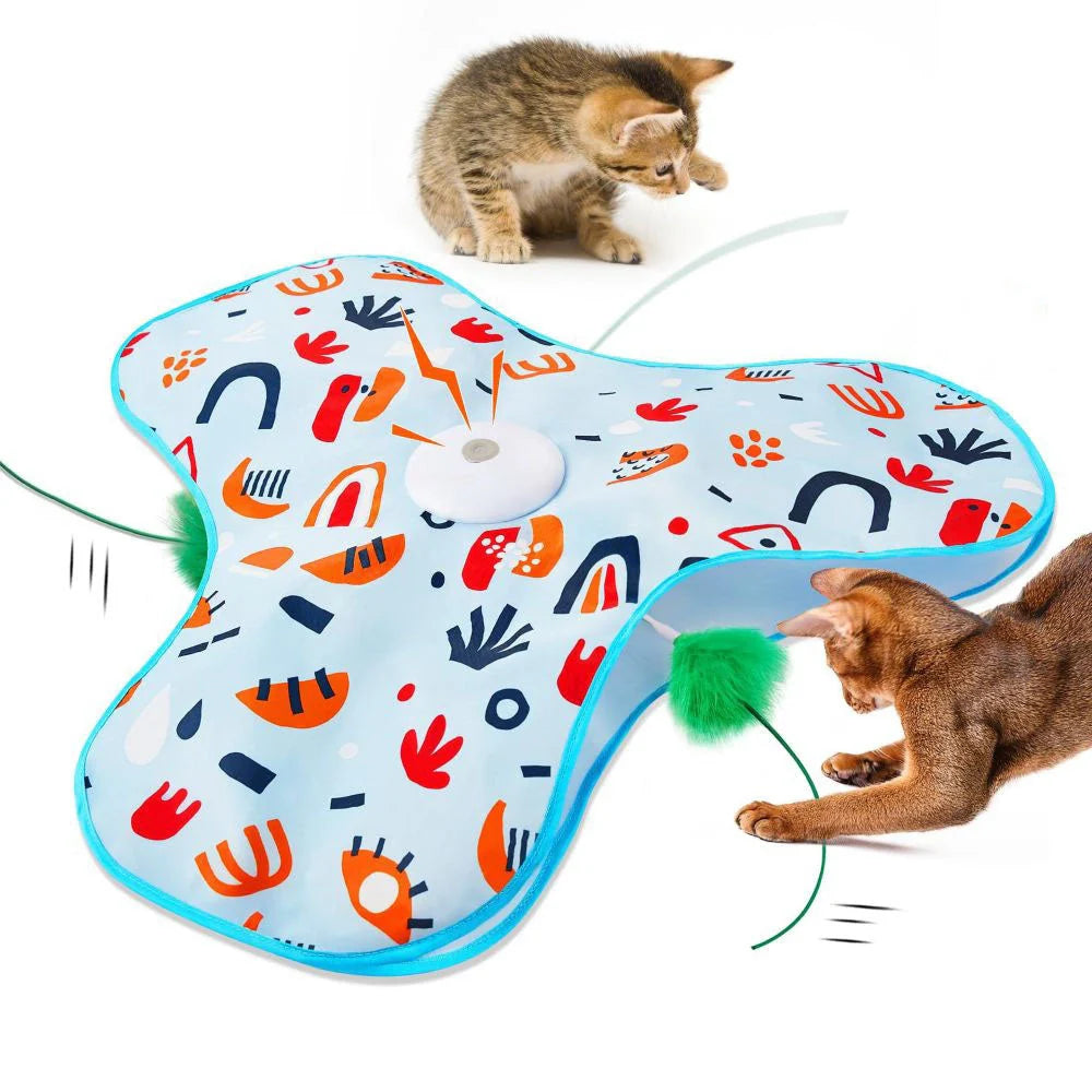 Indoor cat interactive gadget with automatic feather for playful exercise