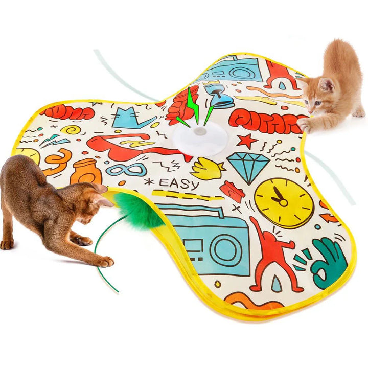 Feather tease pet toy with smart movement to keep cats active and engaged