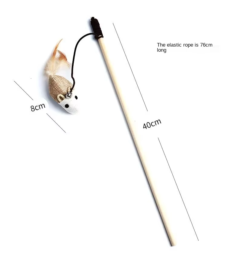 Jingly bell and feather cat toy, perfect for capturing a cat's attention.