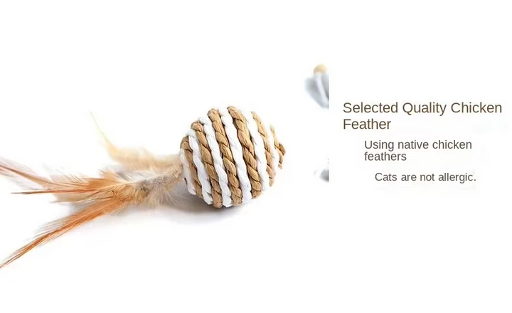 Durable feather bell cat toy, stimulating pet's natural hunting and play instincts.