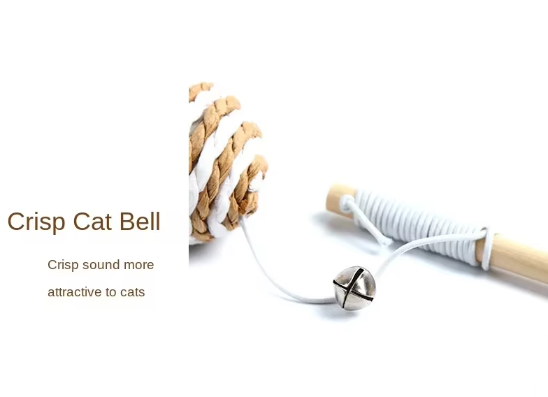 Simple yet effective cat toy: feathers and bells for engaging interactive play.