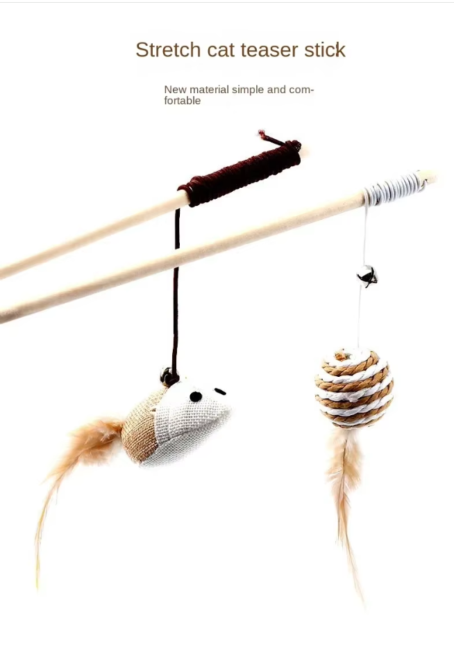 Feather cat toy designed for pet enrichment, stimulating natural hunting instincts.