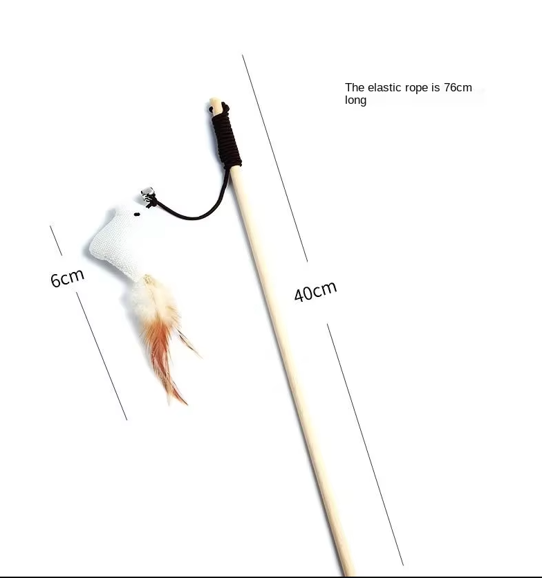 Pet enrichment feather bell toy, encouraging healthy feline exercise and play.