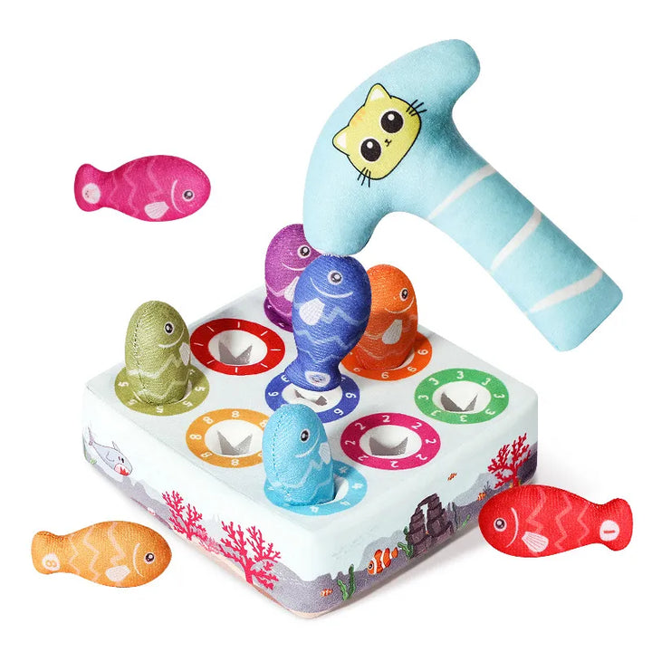 Soft fabric fish cat toy, ideal for chewing and enriching feline playtime.