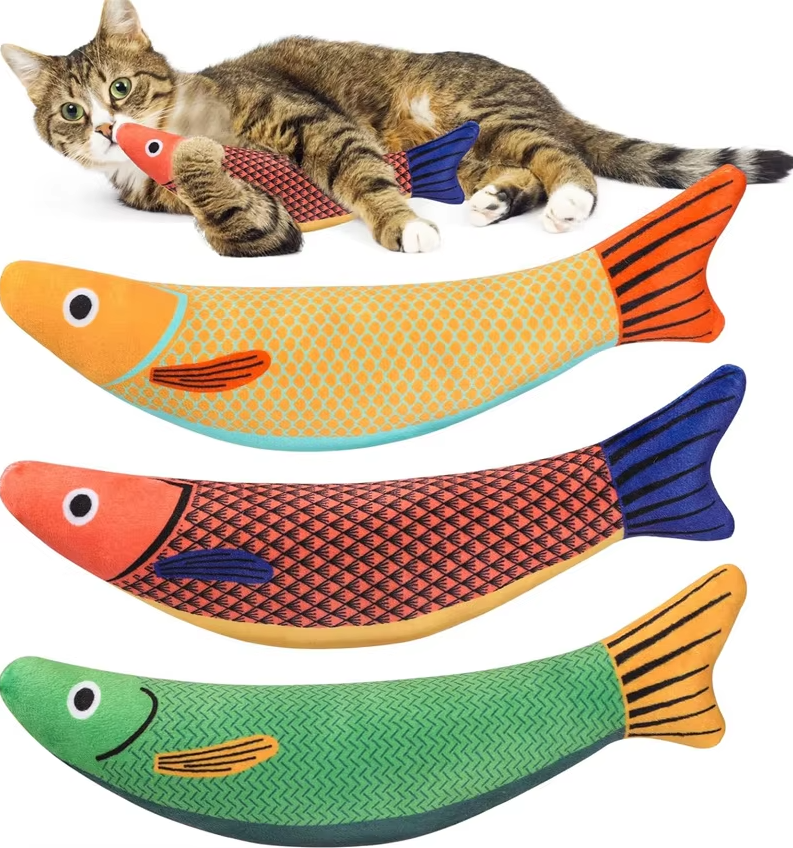 Realistic fish cat toy with sound, stimulating feline hunting instincts