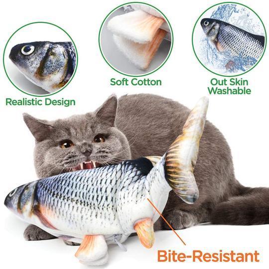 Interactive pet toy: cat flopping fish with catnip, provides stimulating playtime