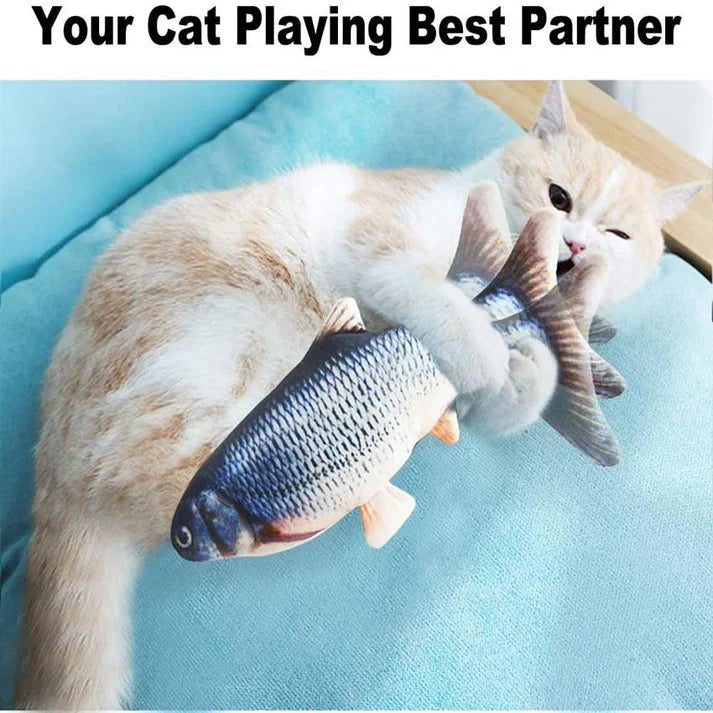 Catnip-infused flopping fish toy, an engaging interactive pet entertainment product