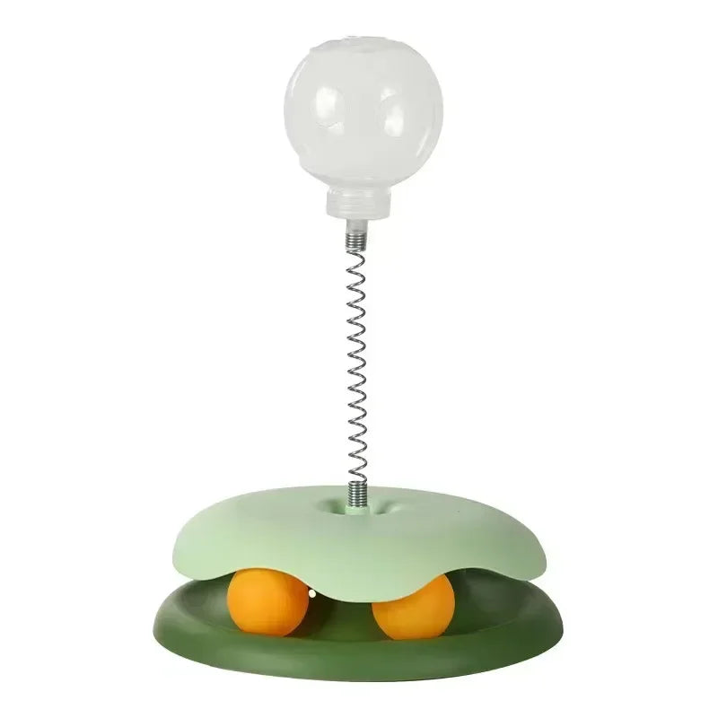 Kitten enrichment puzzle toy: a yellow interactive food dispenser tumbler, ideal for pet activity.