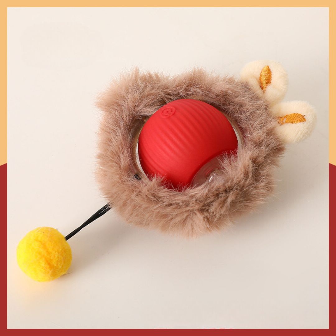 Plush fur ball cat toy with automatic movement for engaging kitten playtime