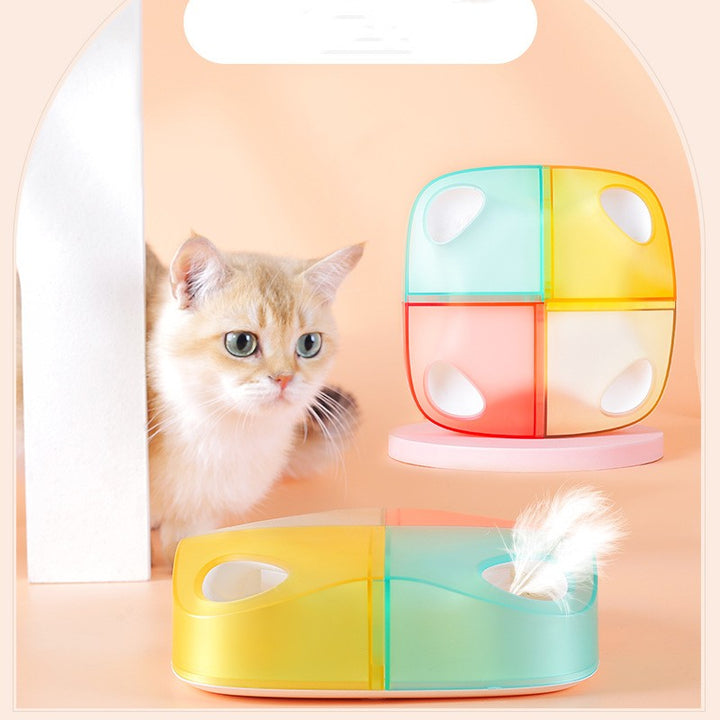 Interactive cat hide and seek toy with spring heads, stimulating pet entertainment for kitten playtime