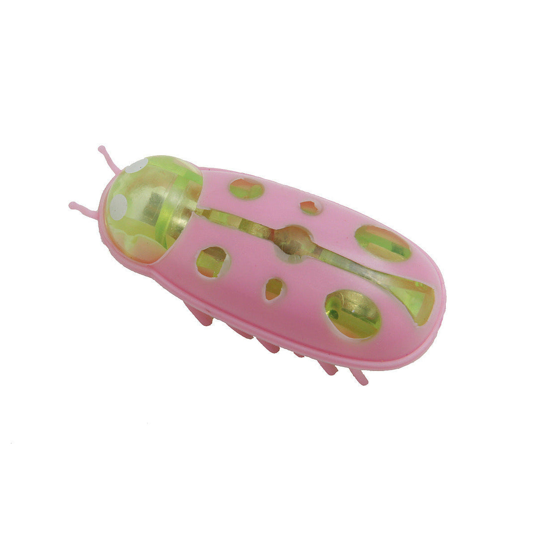 Cat batting an interactive insect toy, highlighting its erratic movement for enriched pet playtime.