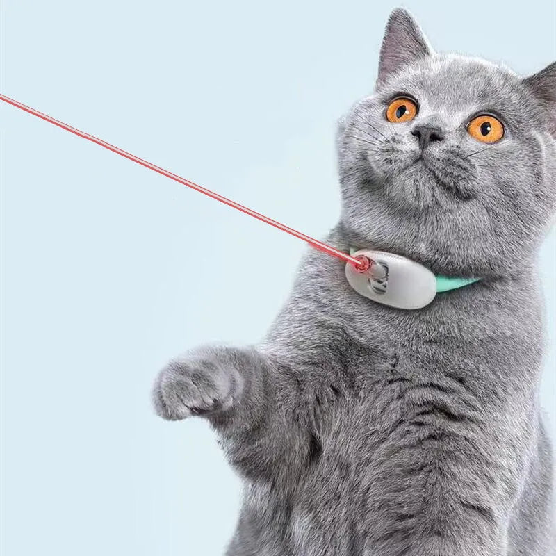 Cat toy laser pointer emitting a bright red light on a floor, encouraging feline exercise
