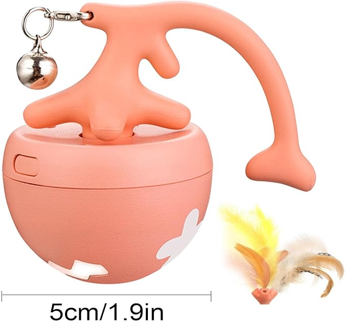 Dynamic cat toy: a feather-embellished play ball for hours of feline fun.