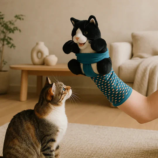 Interactive cat play glove, realistic design for feline enrichment, durable & scratch resistant