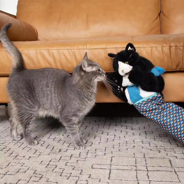 Interactive cat play glove on a person's hand, enhancing bond & active play with pets