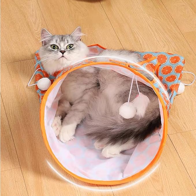 Foldable pet play tunnel, a multi-opening interactive cat toy for hours of fun and exercise