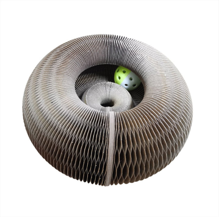 Close-up of Interactive Cat Scratch Ball Toy texture, showing durable cardboard cat scratcher.