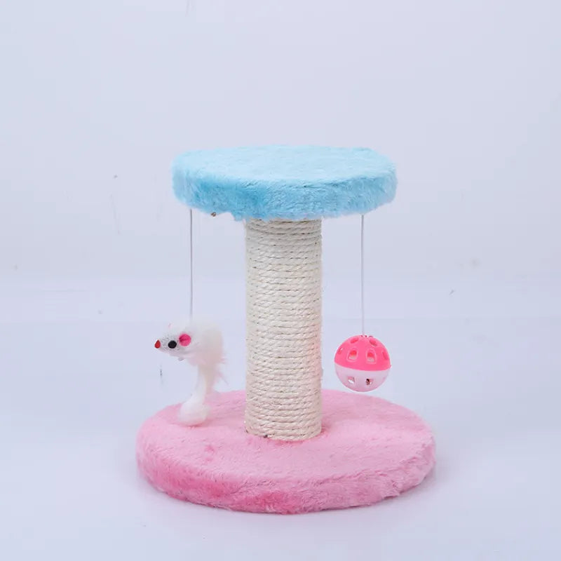 Vertical cat scratching post & ball on a sturdy base, designed for active felines & cat enrichment.