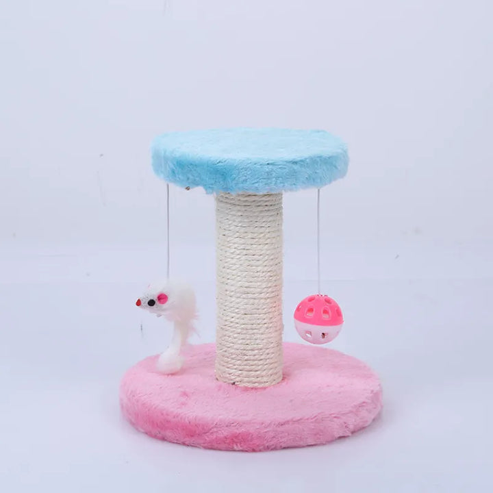 Vertical cat scratching post & ball on a sturdy base, designed for active felines & cat enrichment.