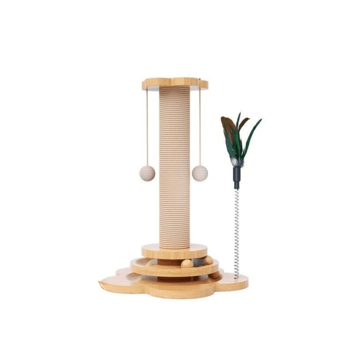 Interactive cat sisal scratching post with turntable, a fun pet furniture for feline playtime and enrichment