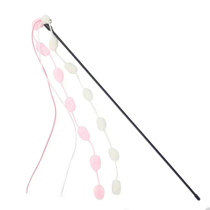 Interactive cat teaser wand with bell and colorful tassel, perfect for pet exercise and playful kittens