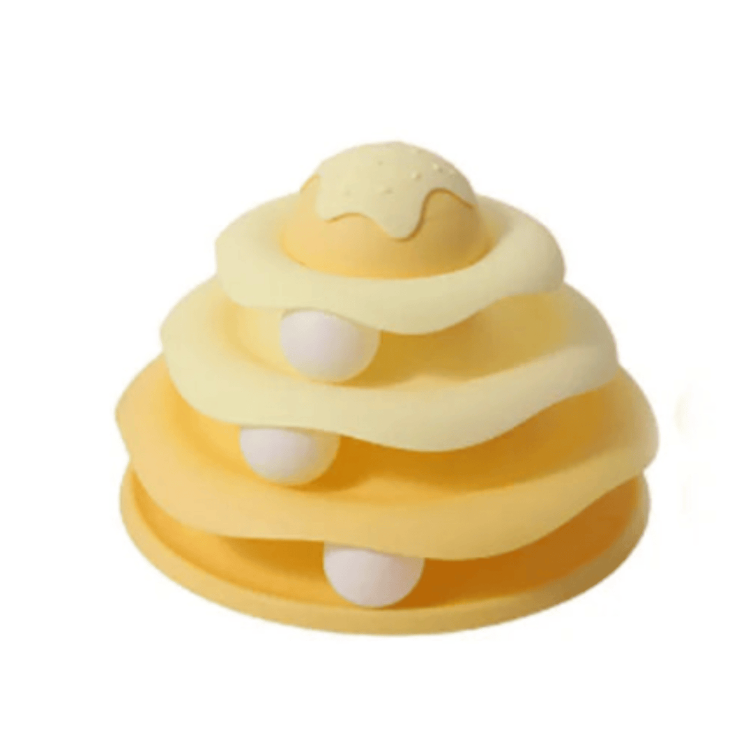 Cat toy for mental stimulation: Revolving ball tower, a durable and enriching interactive pet toy.