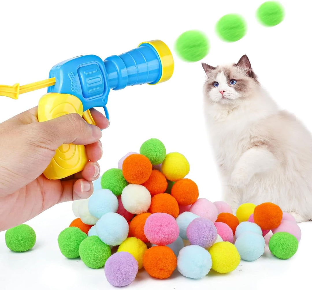 Unisex Cat Toy Cannon in blue, designed for interactive pet play and exercise