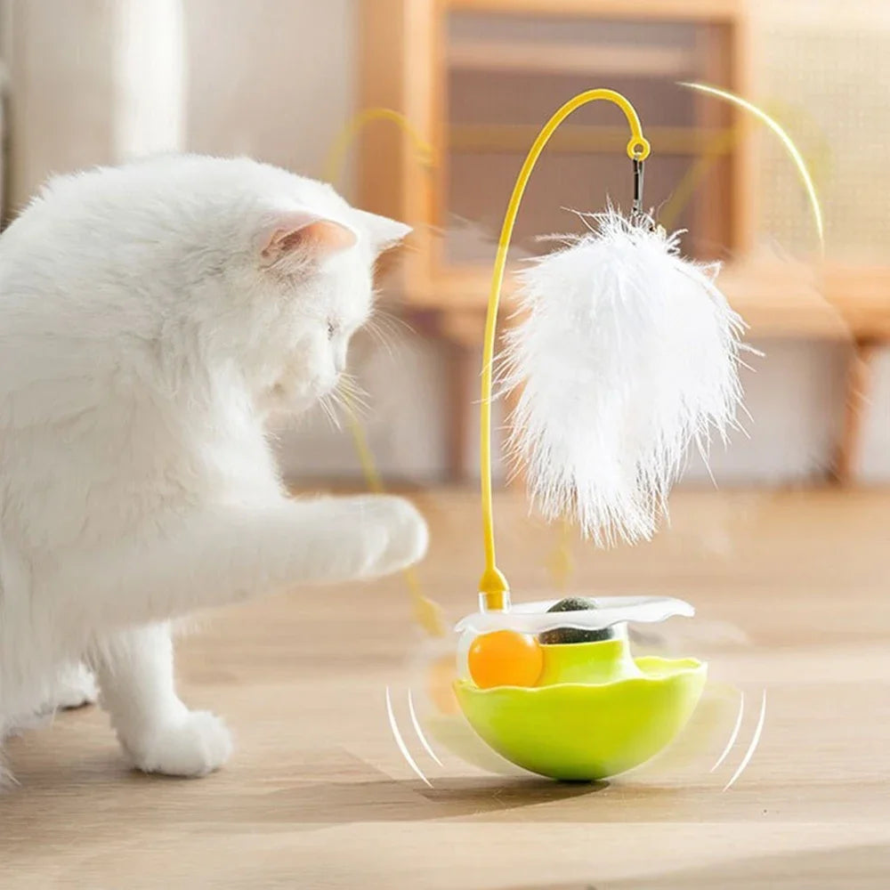 Pet supplies: interactive feather cat toy tumbler, designed to engage cats in solo playtime fun.