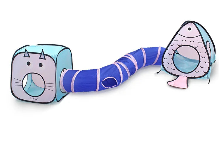 Cat tunnel with cozy cave house, perfect interactive toy for kitten exploration and play