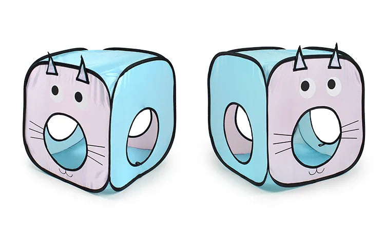 Durable cat toy tunnel with spacious cave house, designed for interactive pet playtime