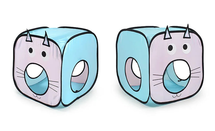Durable cat toy tunnel with spacious cave house, designed for interactive pet playtime