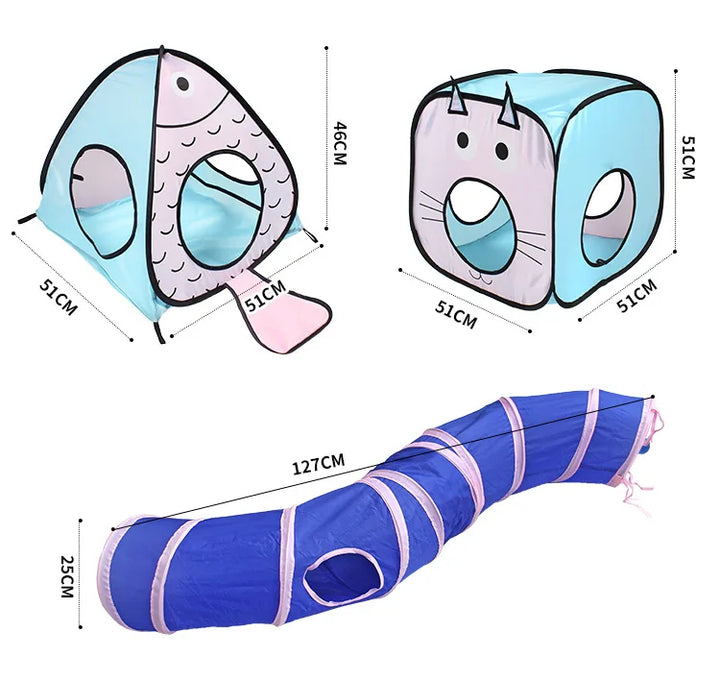 Modern interactive cat tunnel and house, essential pet supplies for playful cats & kittens
