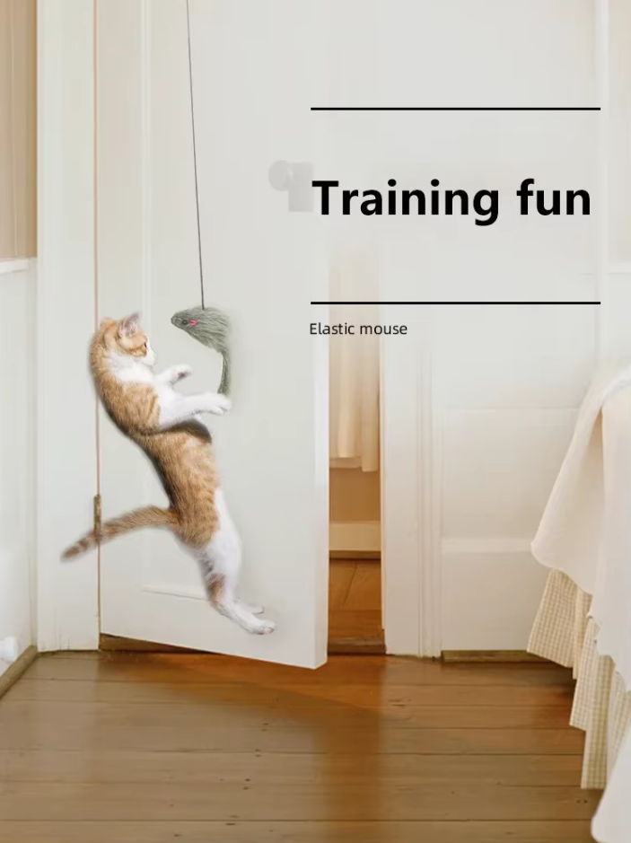 Playful interactive jumping mouse cat toy, ideal for keeping kittens and cats entertained and active.
