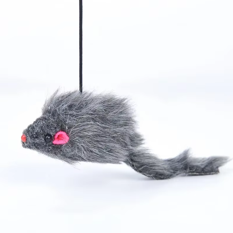 Kitten toy: a jumping mouse attached to a door hanger, perfect for stimulating young cats' curiosity.