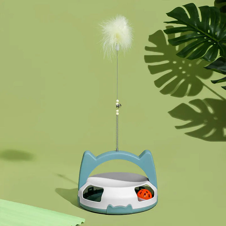 Kitten toy with a vibrant feather teaser and an exciting rolling ball for fun