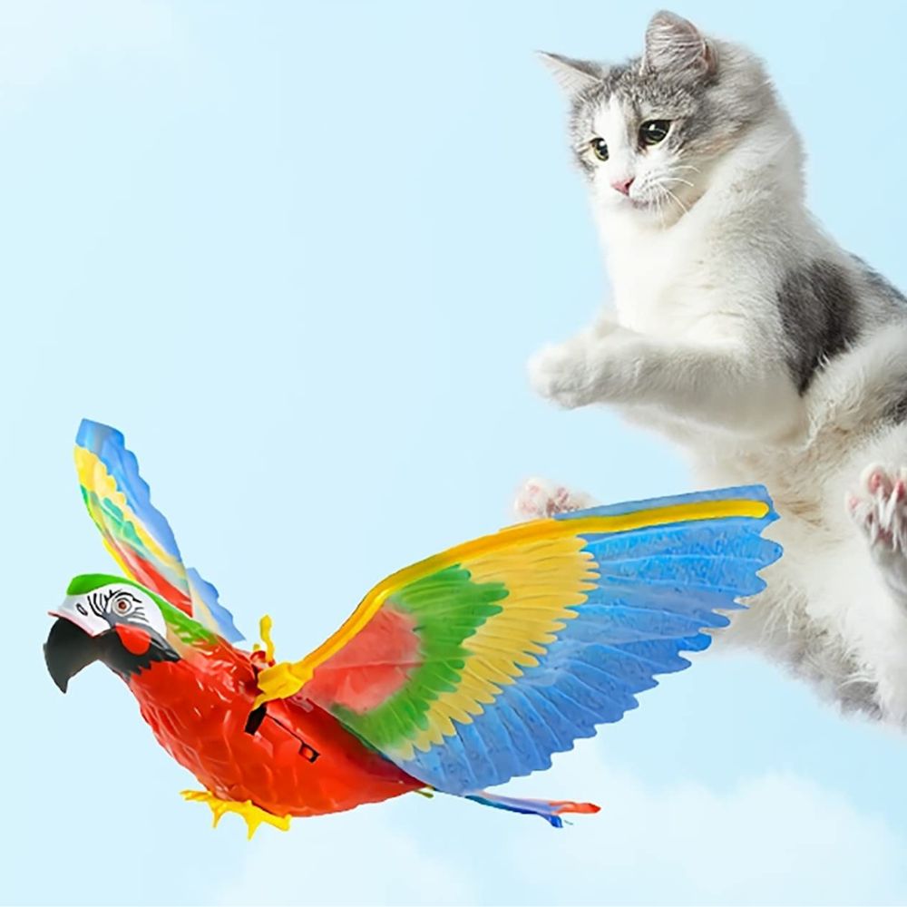 Interactive cat toy with flapping wings & realistic bird sound for pet exercise & hunting instinct