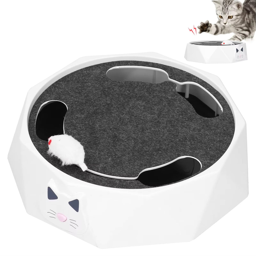 Motorized mouse interactive cat toy providing stimulating playtime for cats, enhancing their agility.