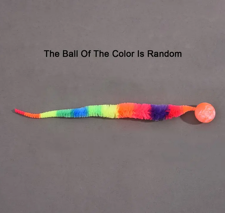 Plush tail interactive cat toy with an attached ball, offering endless feline entertainment.