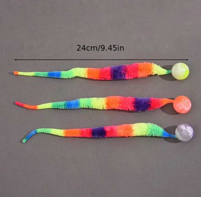 Cat toy interactive, designed with a soft plush tail & robust ball for active pets' playtime.