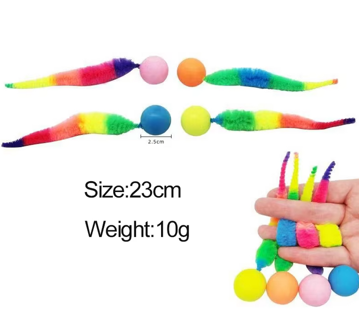 Pet supplies: Interactive cat toy with a long plush tail and stimulating ball attachment.