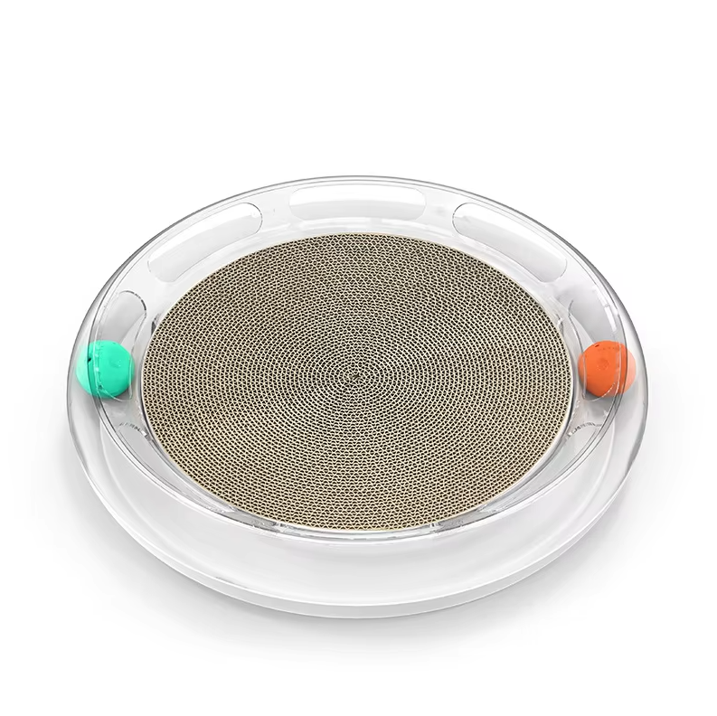 Cat scratcher with built-in play balls, an engaging pet enrichment toy for cats of all ages