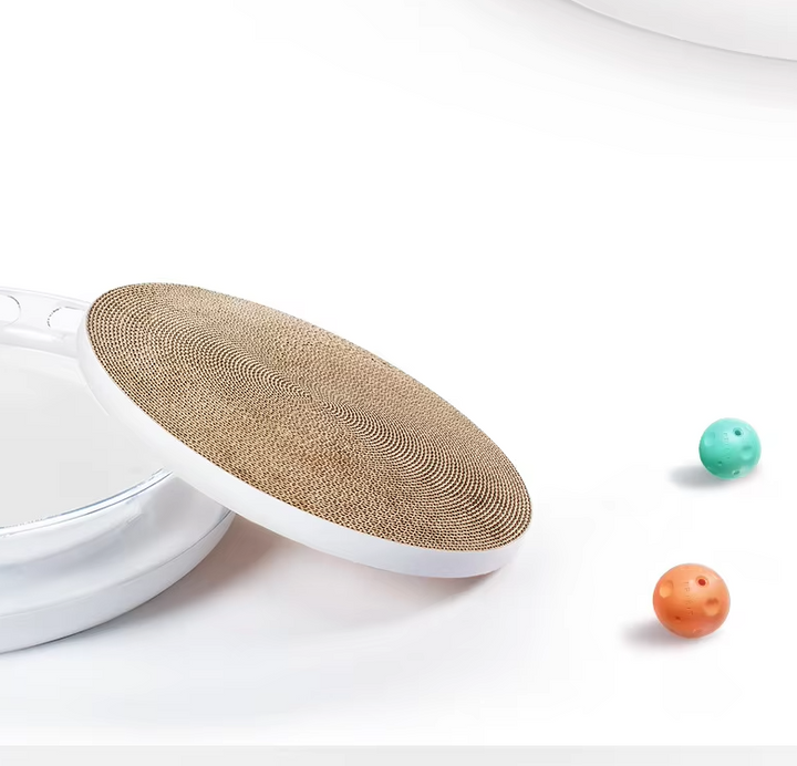 Cat claw care: interactive scratching board with rattling balls, a dual-purpose pet accessory