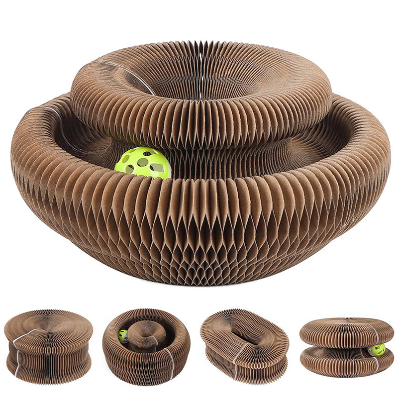 Interactive cat toy with scratching pad & rolling ball, engaging feline enrichment for indoor cats