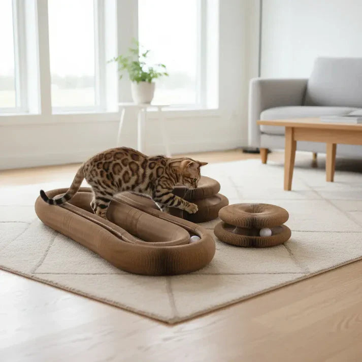 Engaging pet supplies: interactive cat toy and scratching pad for playful cats to swat and scratch